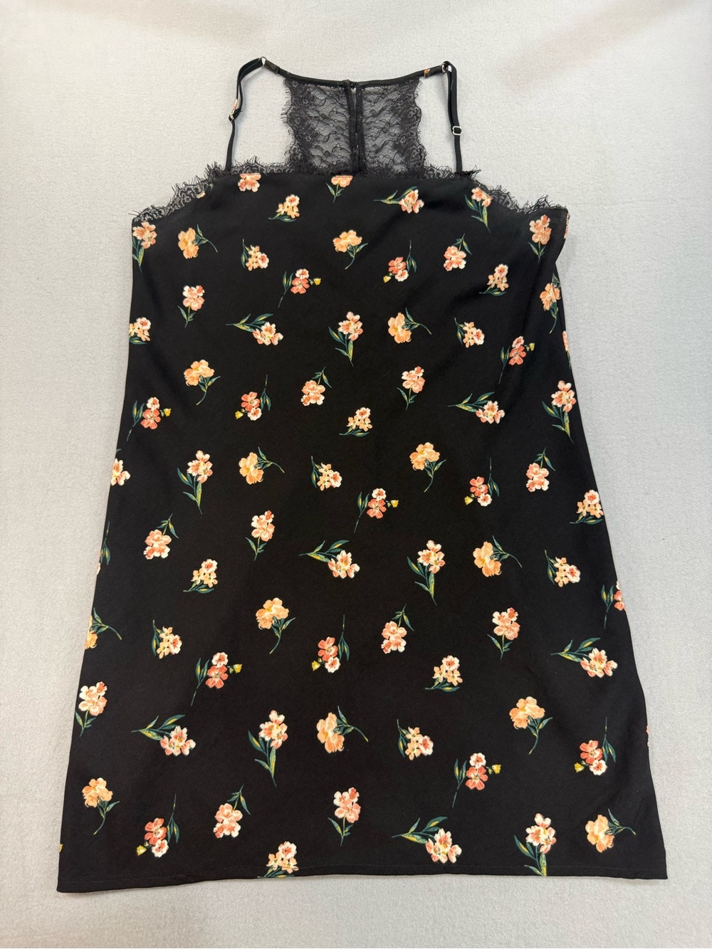 Hollister Black Mini Dress with Peach Floral Print
